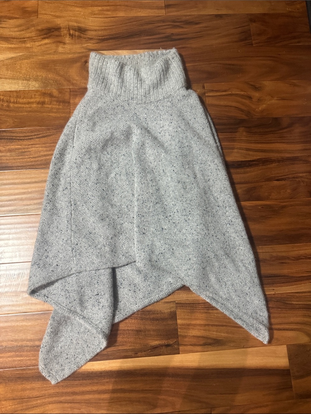 Joie Light Gray Asymmetrical sweater cape 100% cashmere